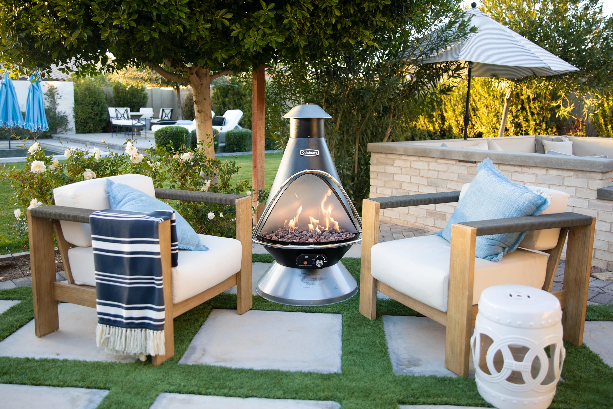 Chimenea Propane Fire Pit - 40,000 BTU Adjustable Gas Fire Pit