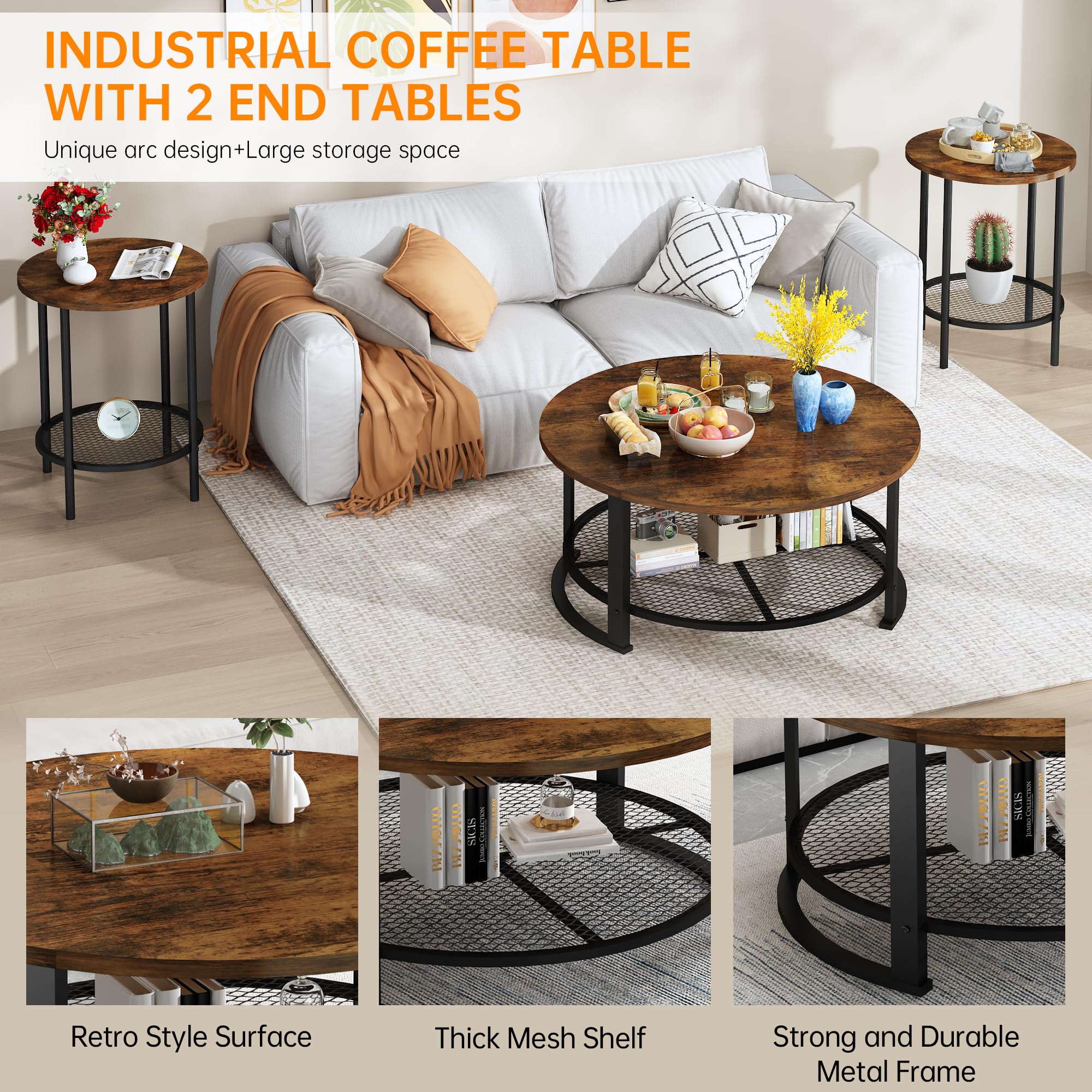 3-Piece Coffee Table Set with Storage