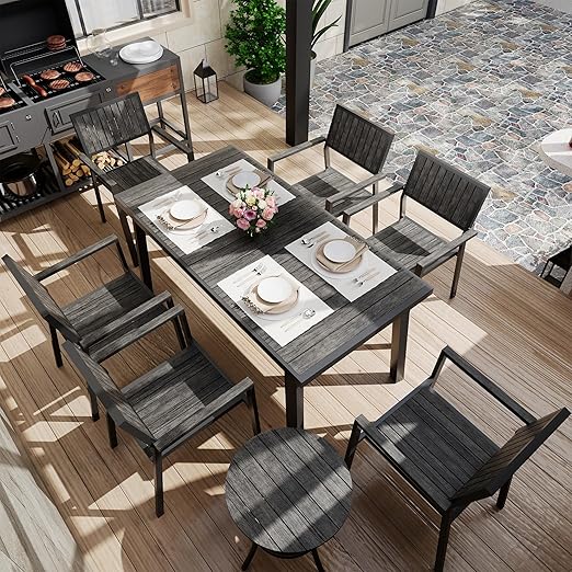 8-Piece Aluminum Patio Dining Set with Stackable Chairs