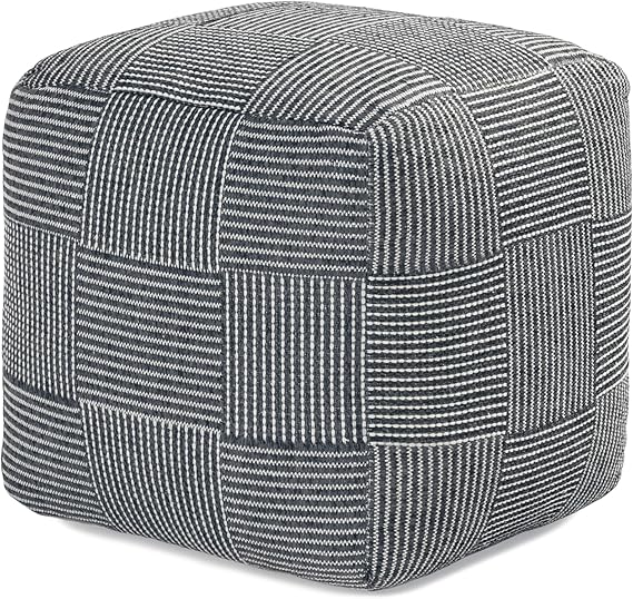Handmade Pouf Ottoman Footrest - 20" x 20" x 20" Teak