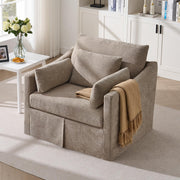 ONBRILL Accent Chair for Living Room, Slipcovered Chair with 3 Throw Pillows, Comfy Reading Chair, Deep Seat Armchair w/Sloped Arms, Modern Single Couch Sofa for Apartment, Wheat