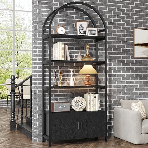 Arched Bookshelf 5-Tier Modern Display Shelving Unit