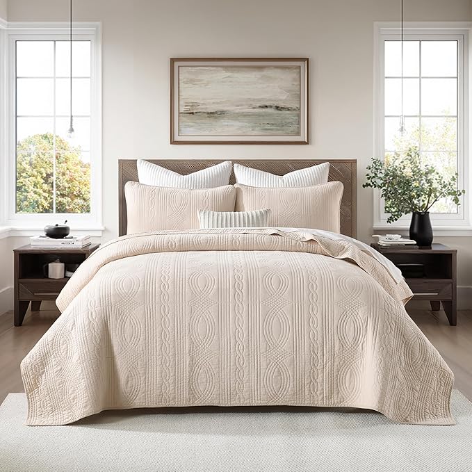 Cotton Quilt Set Queen Size Navy Blue