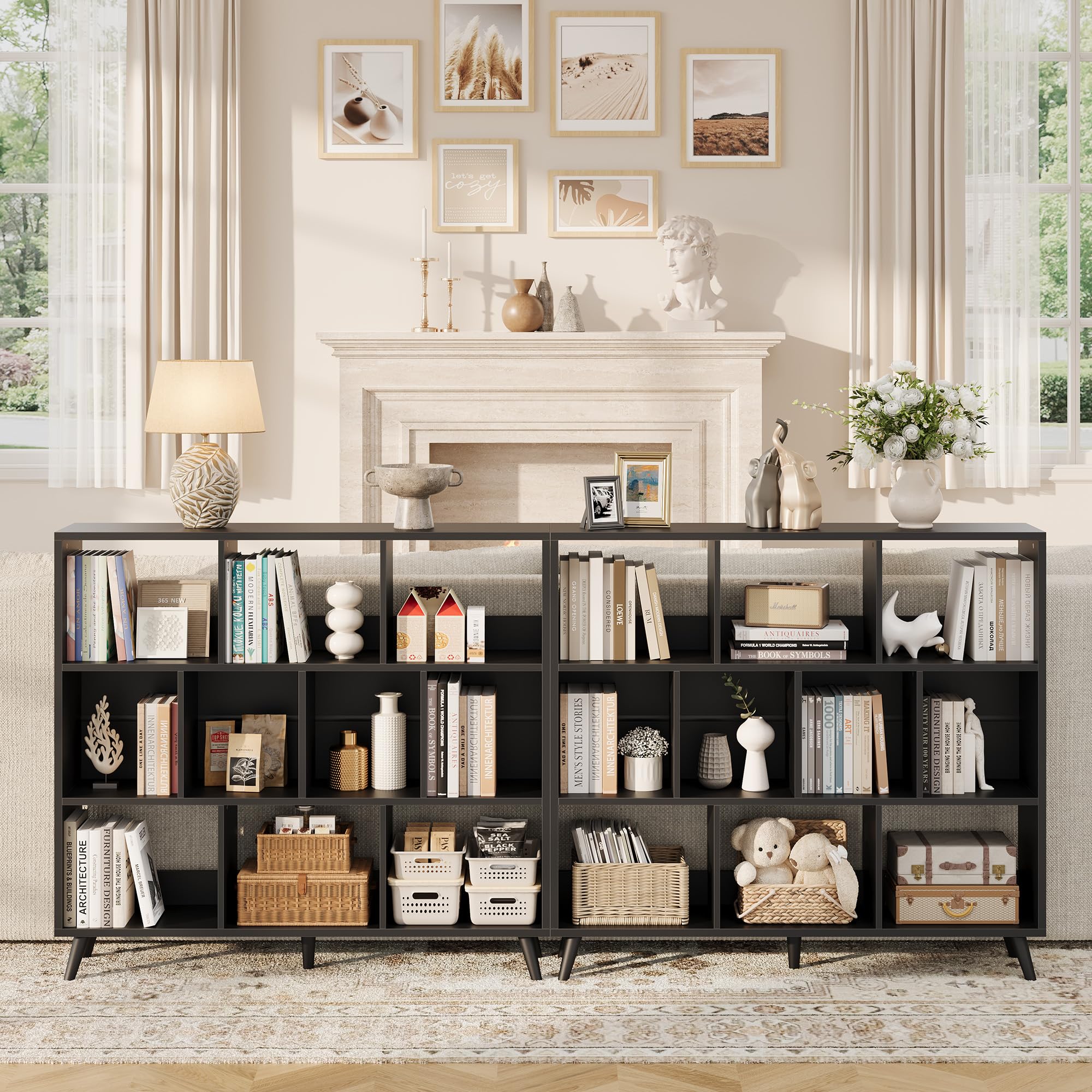 10-Cube Bookshelf with Solid Wood Legs