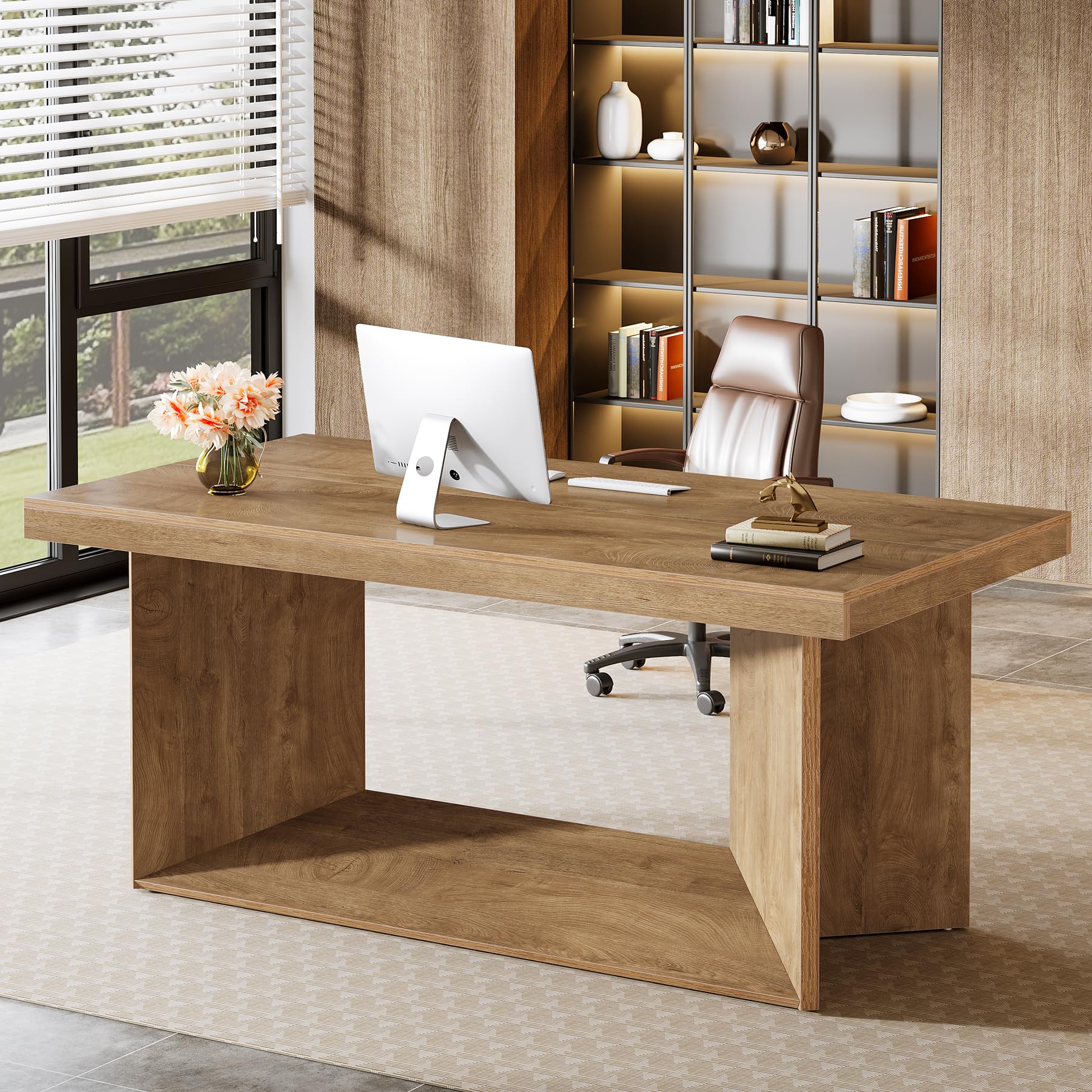 63-Inch Executive Desk with Heavy Duty Pedestal