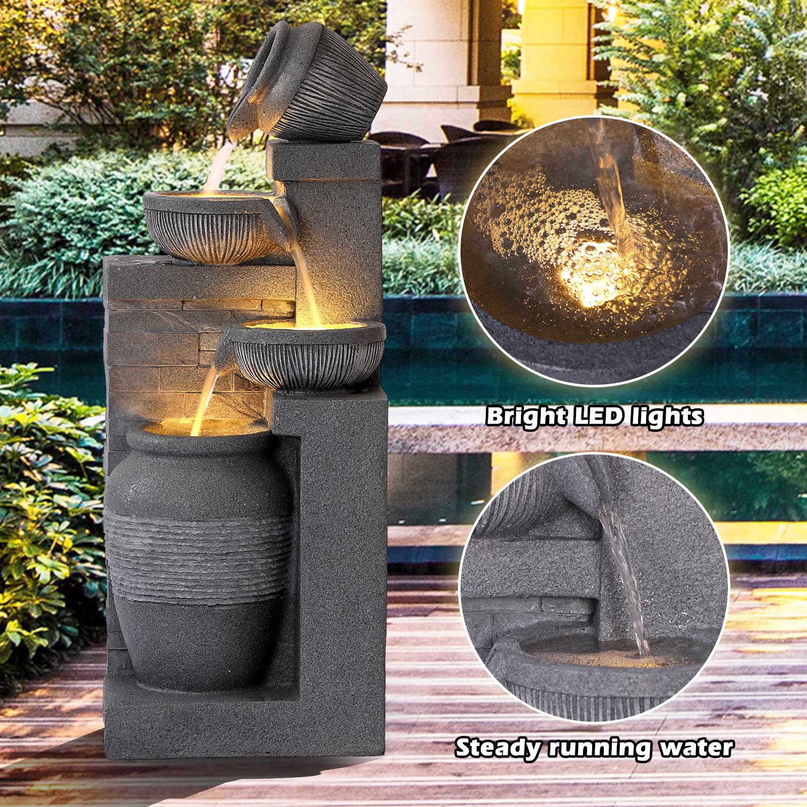 4-Tier LED Water Fountain