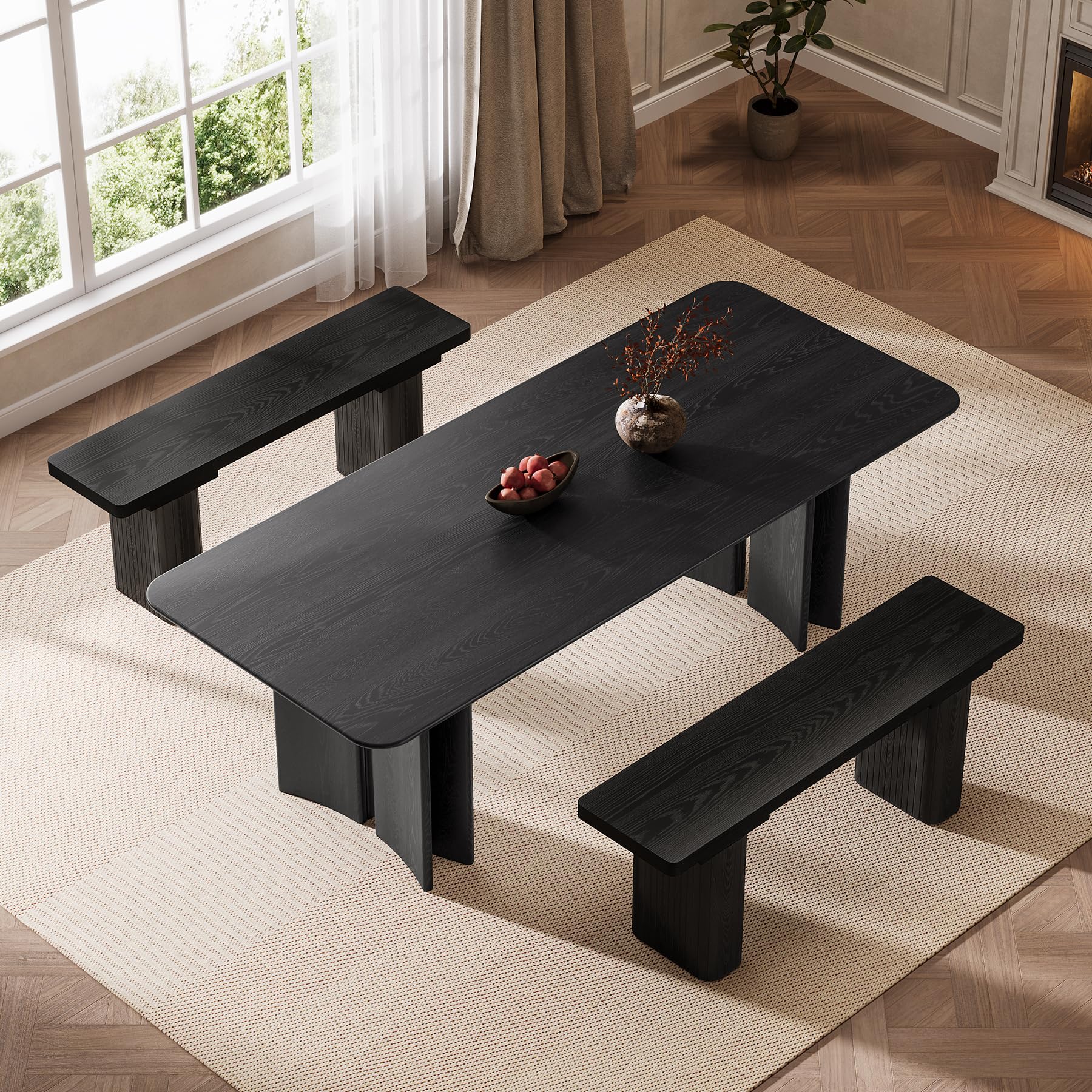 47-Inch Wooden Dining Bench with Sturdy Legs