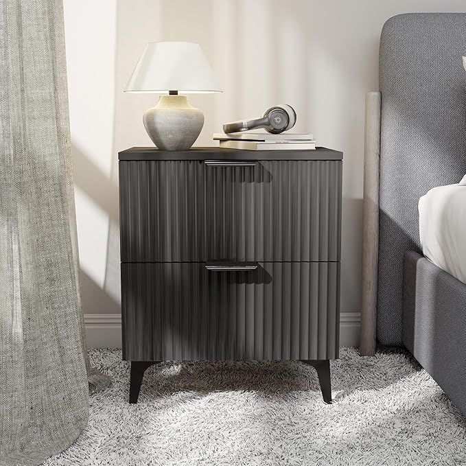 Fluted 2-Drawer Nightstand Set