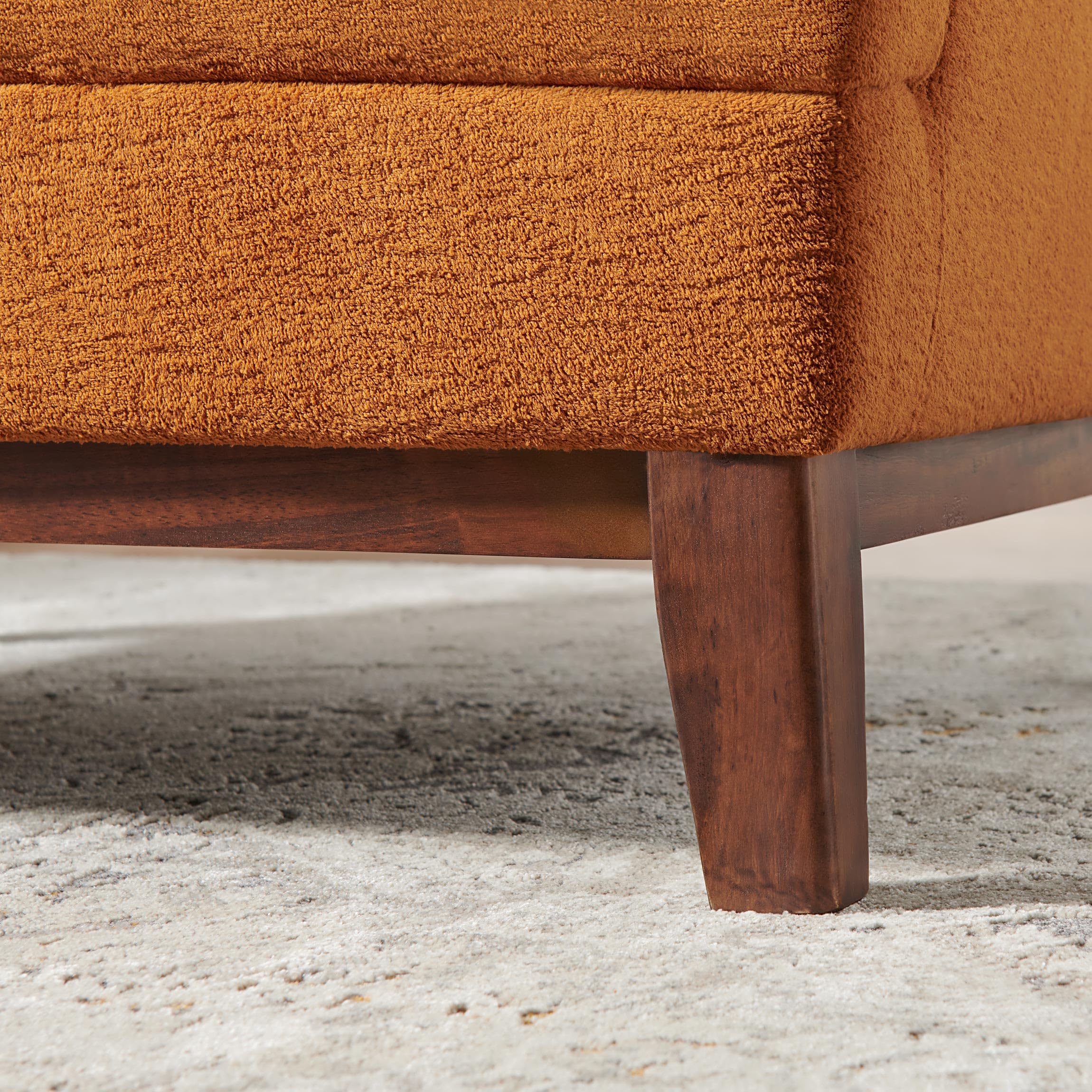 VANOMi Modern Accent Chairs, Terry Fabric Living Room Chairs with Cushion, Mid-Century Modern Comfy Reading Chair for Bedroom, Corner, Apartment, Orange