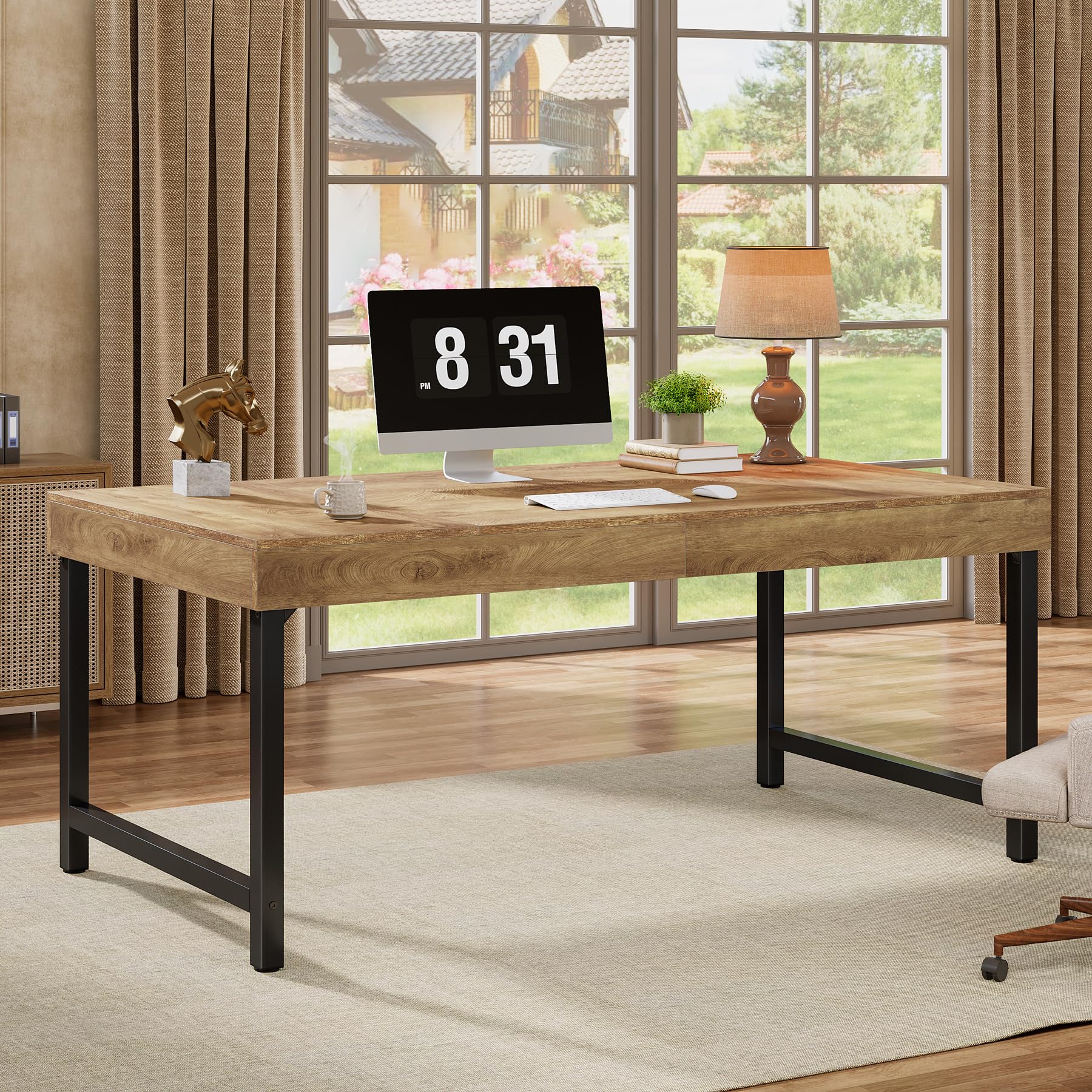 55" Industrial Executive Desk for Home Office