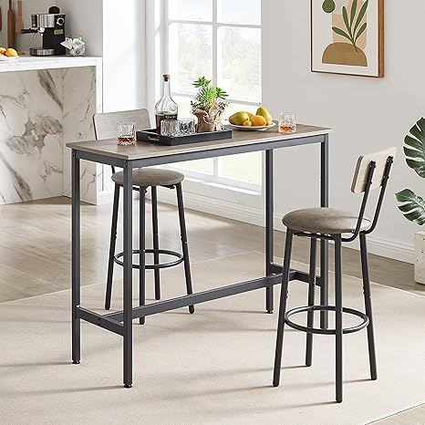 5-Piece Bar Table Set with Upholstered Stools