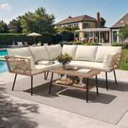 L-Shape Outdoor Patio Furniture Set with Coffee Table