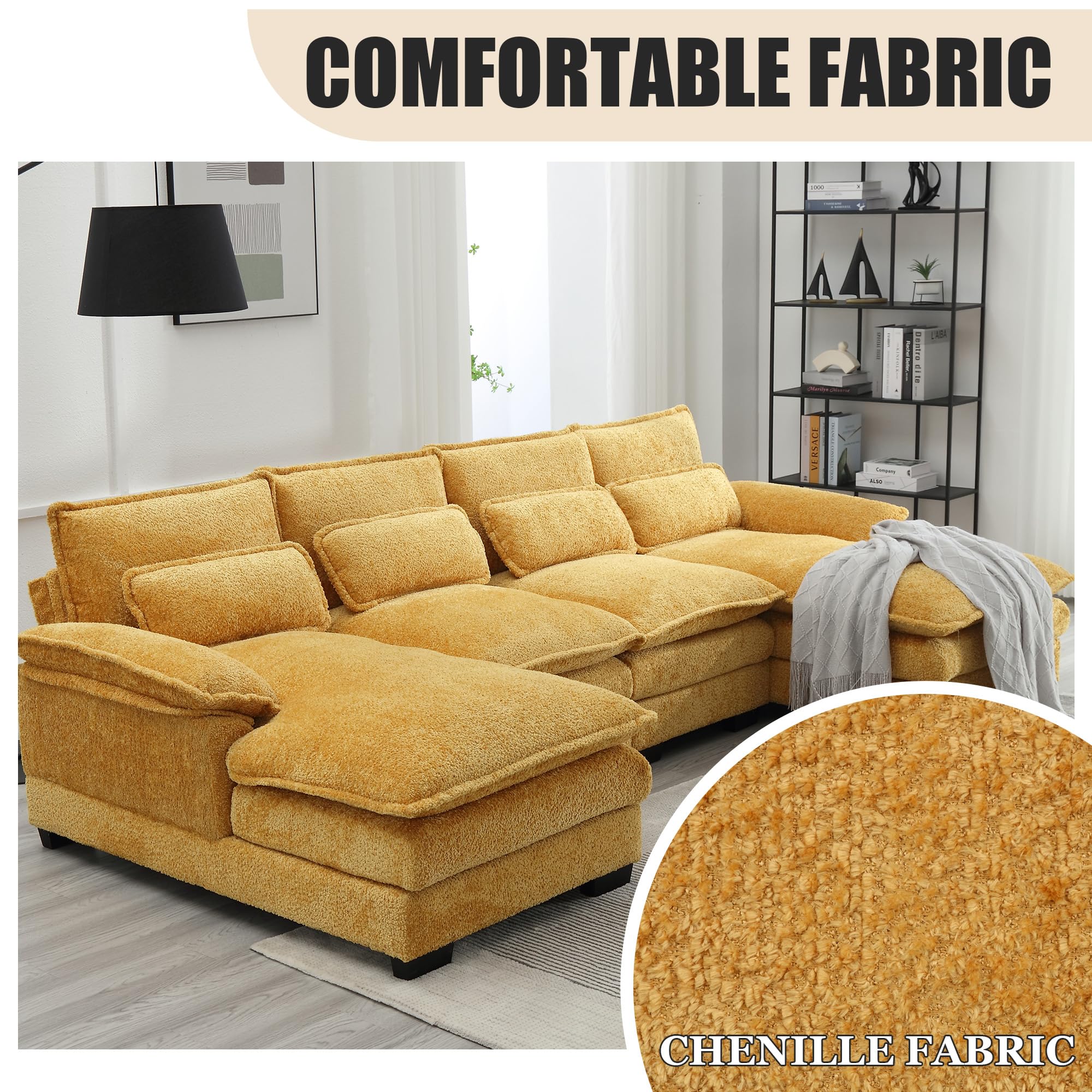 110'' U-Shaped Sectional Sofa with Double Lounger