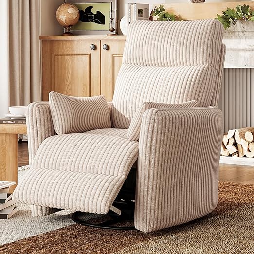 360° Swivel Nursery Recliner with Pillows