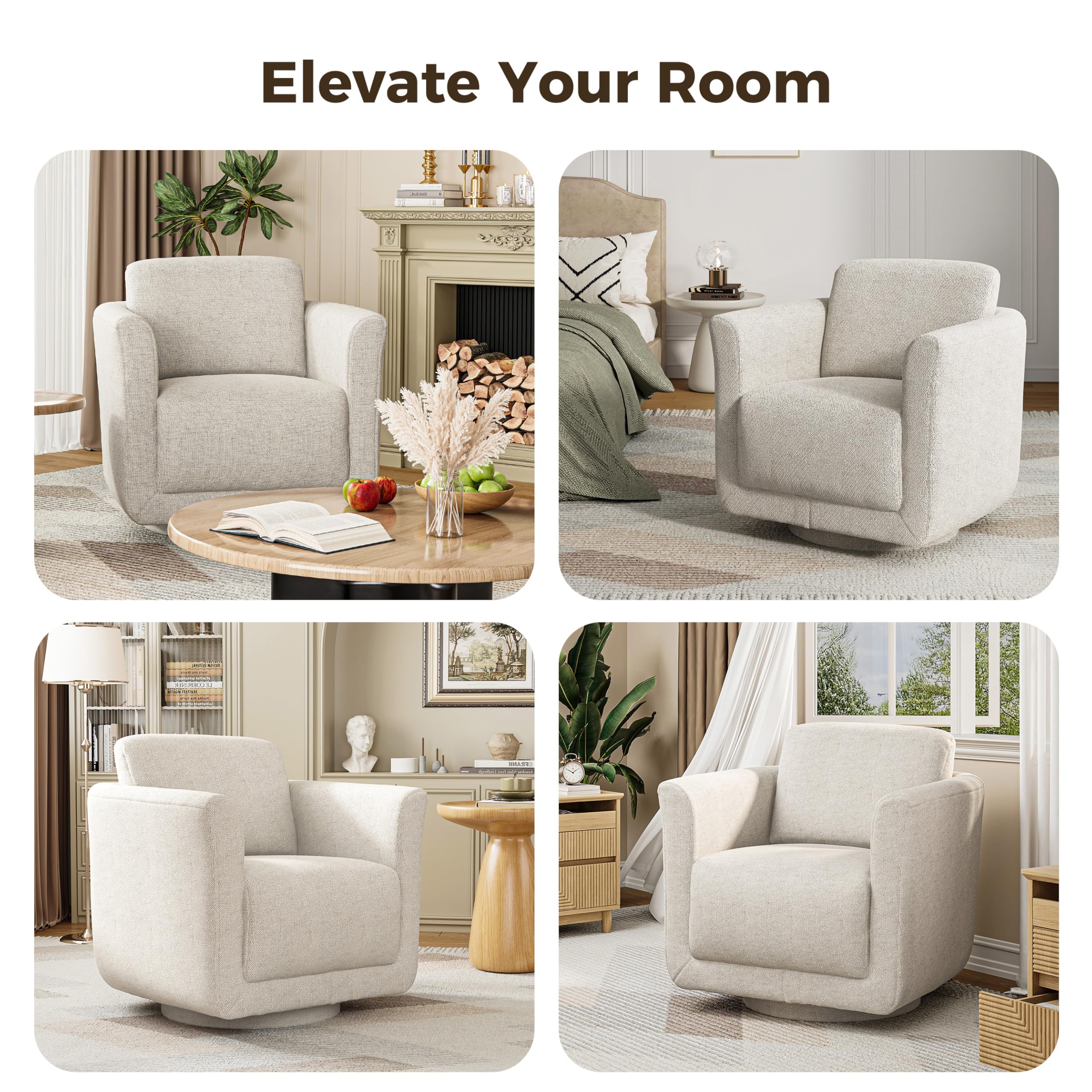 360° Swivel Accent Chair with Chenille Upholstery