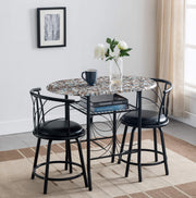 3-Piece Faux Marble Pub Dining Set with Storage