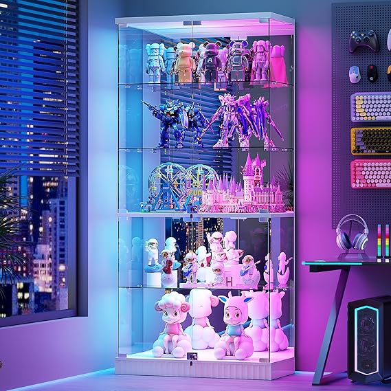 Display Cabinet with LED Lighting and Glass Doors