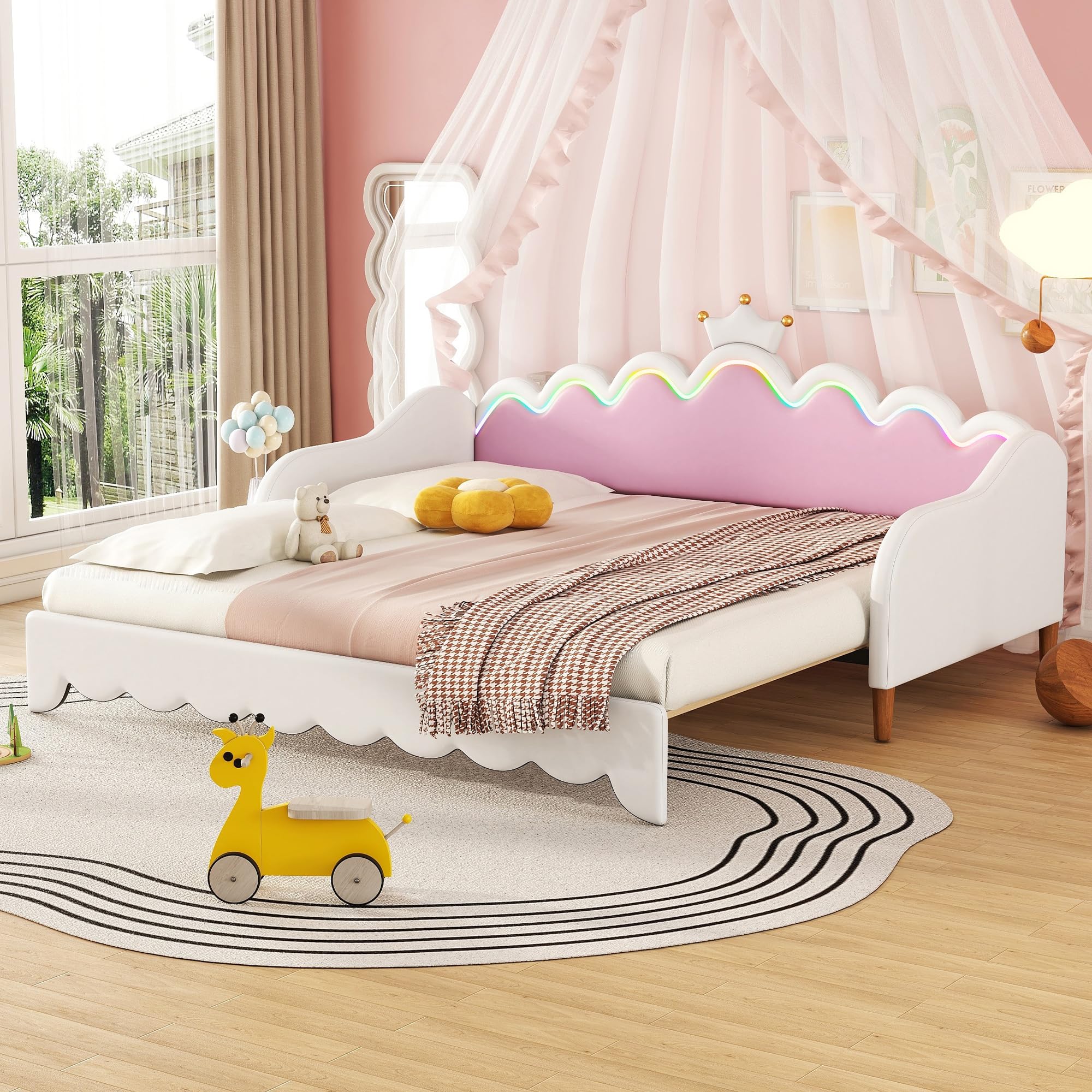 Twin Size Princess Daybed with Crown Headboard