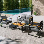4-Piece Outdoor Patio Conversation Set with Coffee Table