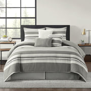 7-Piece Queen Comforter Set with Geometric Jacquard Pattern