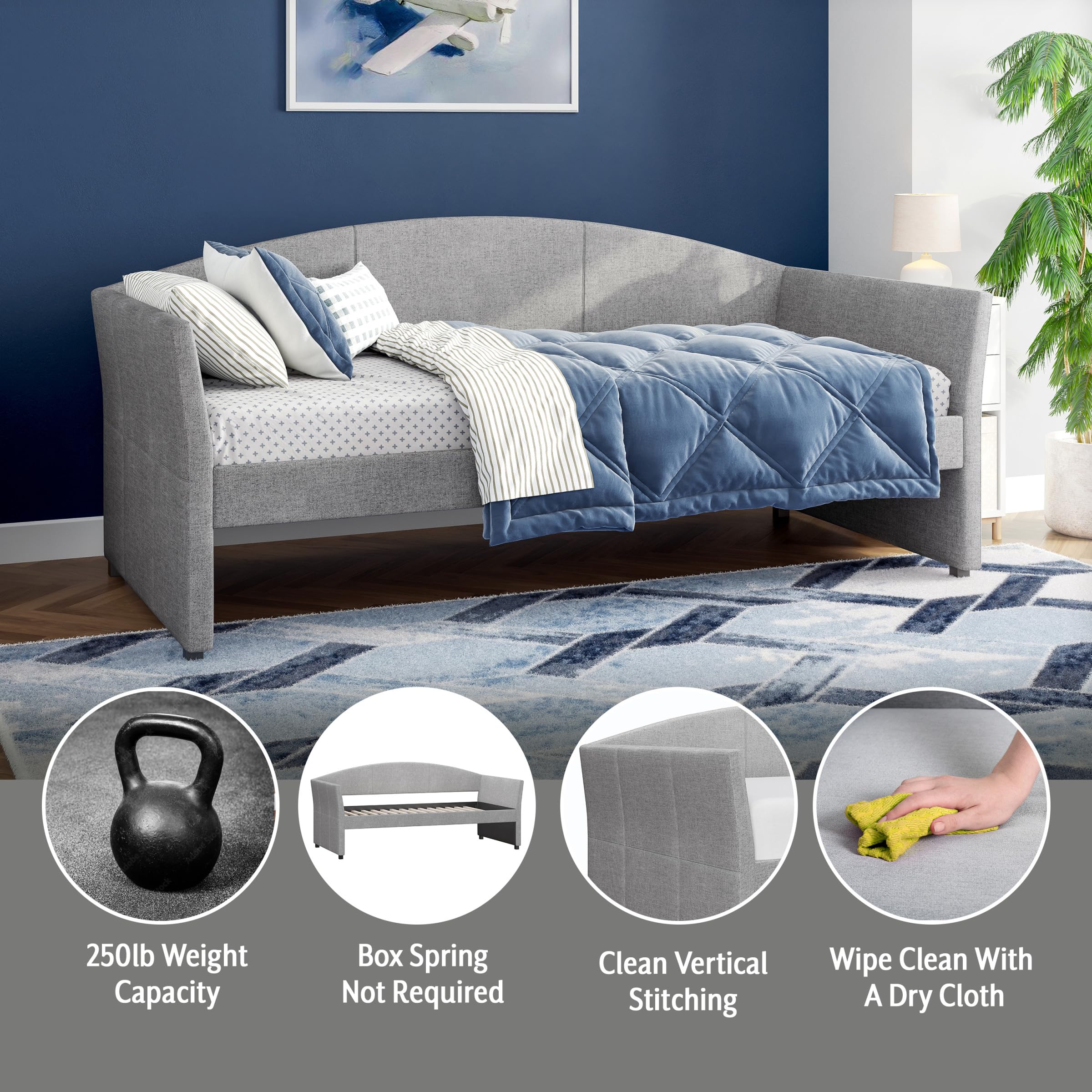 Westchester Daybed Twin Smoke Gray Fabric