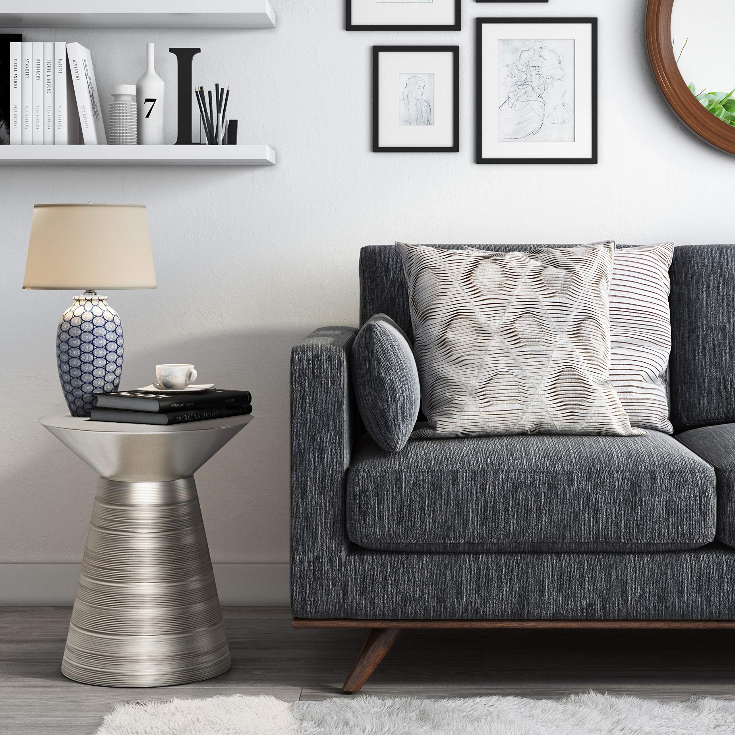 Sheridan Industrial Metal Accent Side Table - Antique Silver