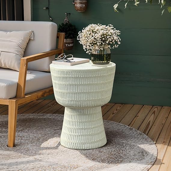 Round Spiral Pattern Outdoor Side Table