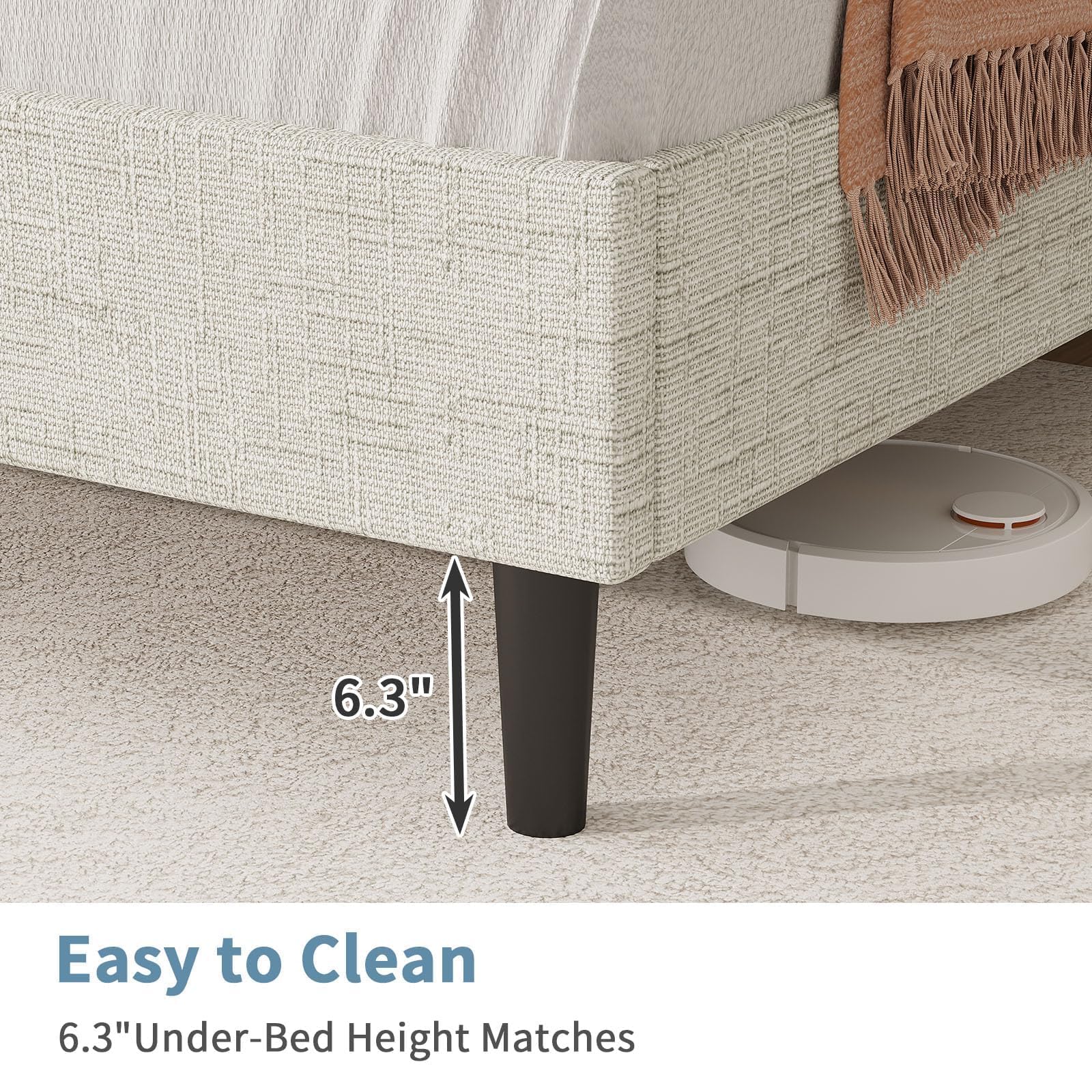Twin Upholstered Platform Bed with Headboard