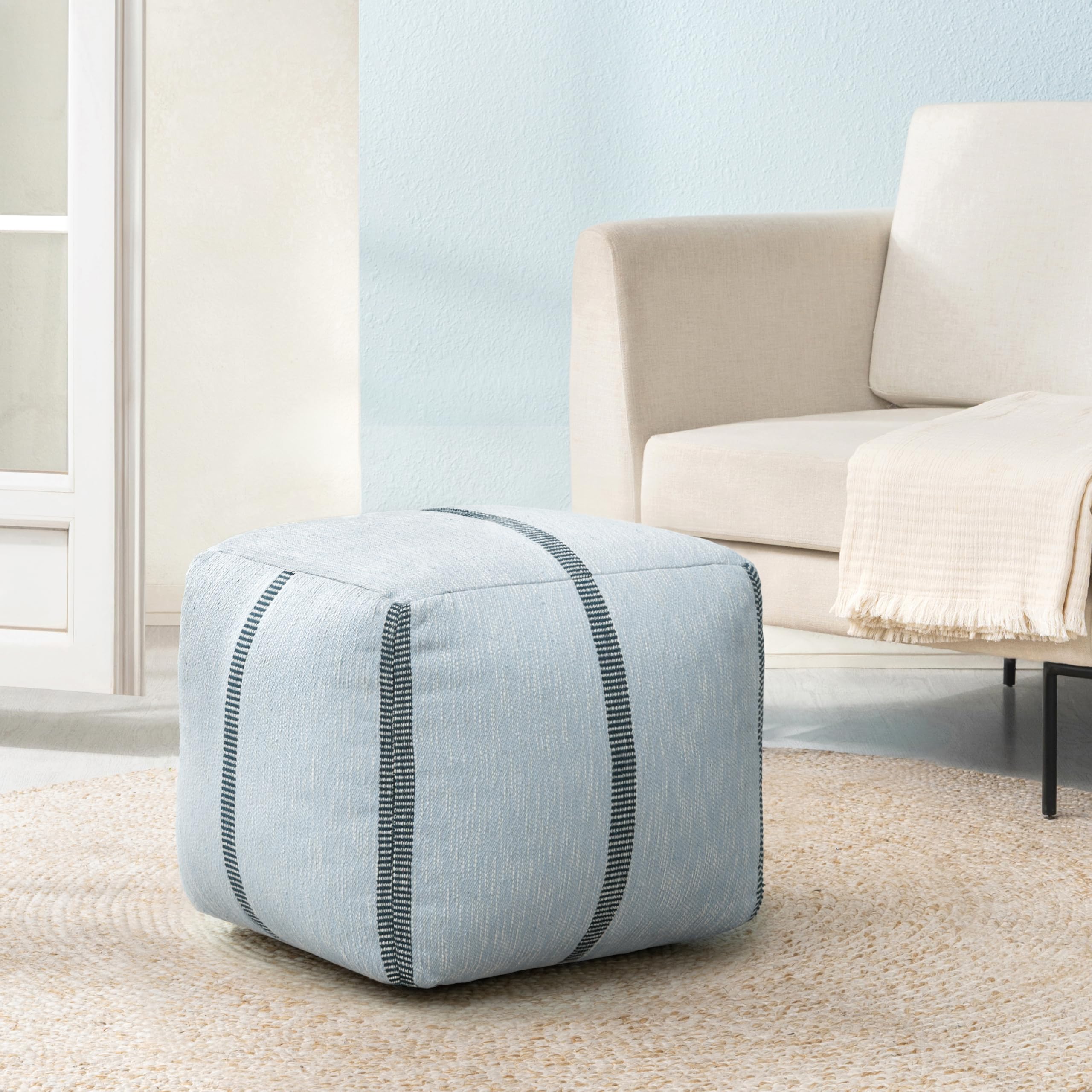 Handmade Pouf Ottoman Footrest - 20" x 20" x 20" - Omphalodes