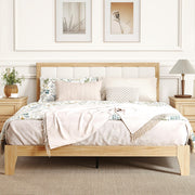 Queen Size Platform Bed Frame with Upholstered Headboard