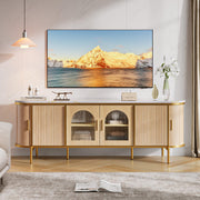 70" Fluted TV Stand with Reeded Glass Door