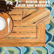 Flamaker 5 Piece Outdoor Dining Set Acacia Wood Patio Table and Chairs with Soft Cushions Patio Furniture for Deck, Backyard, Garden