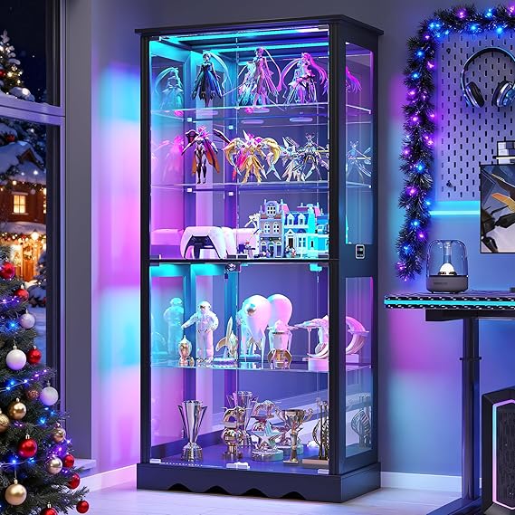 71" Display Cabinet with Glass Doors and RGB Lights