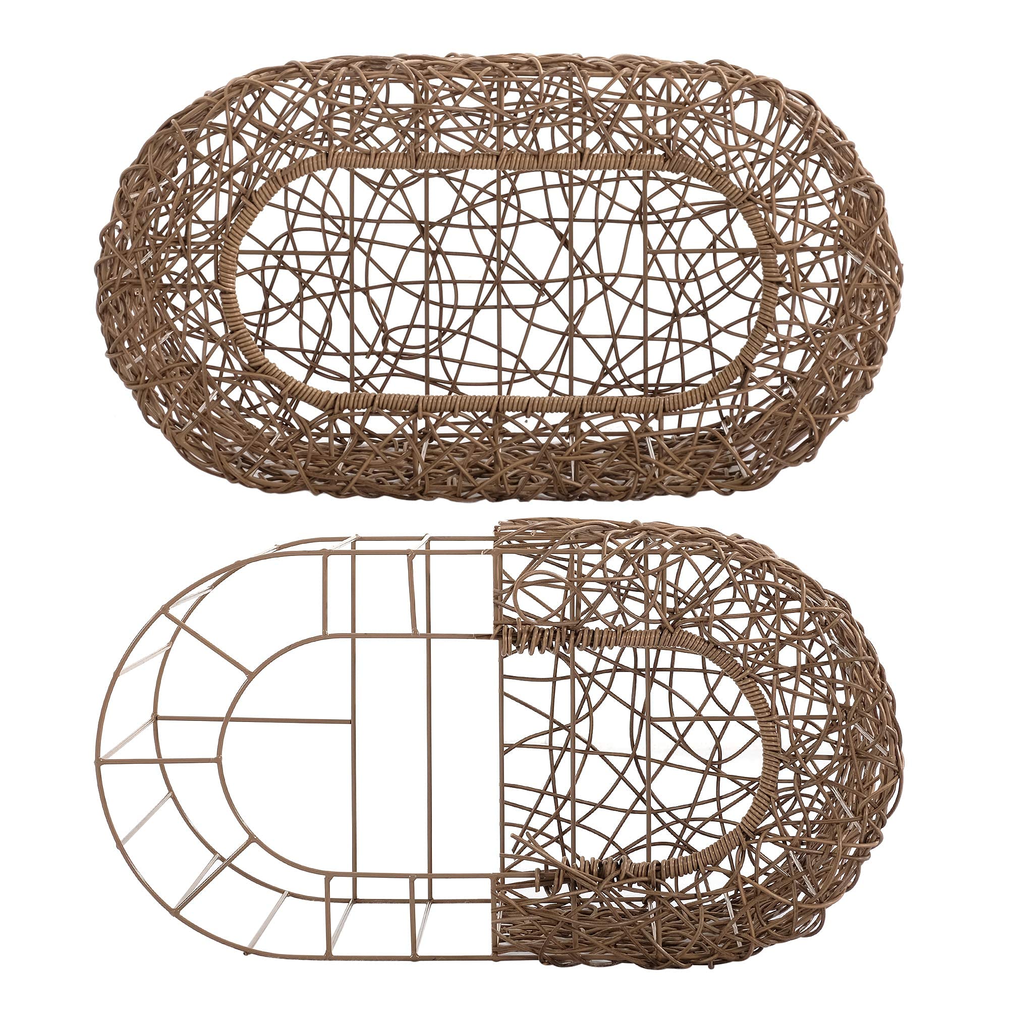 Wicker Cat House with Cushion and Scratch Pad