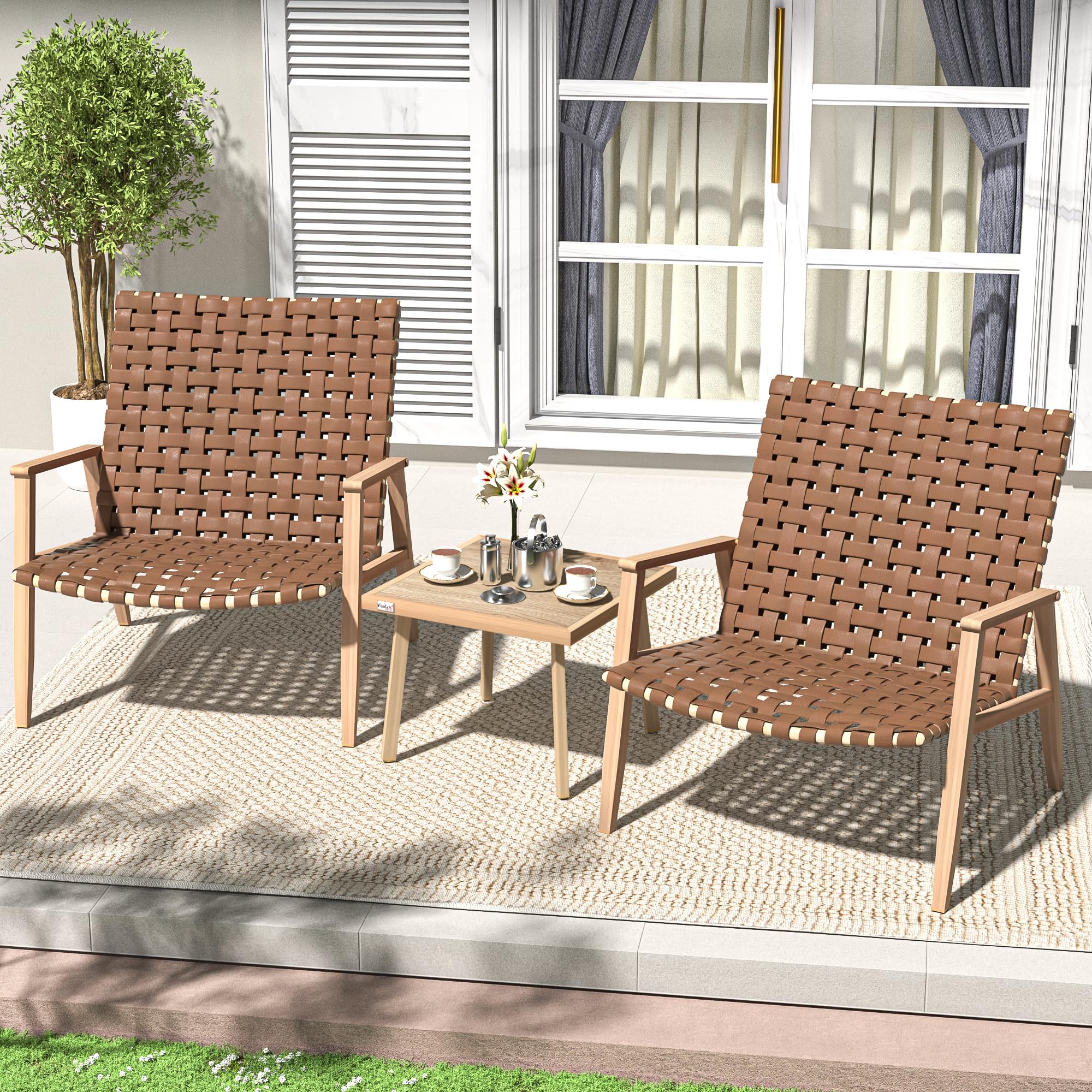 3 Piece Patio Bistro Set with Coffee Table