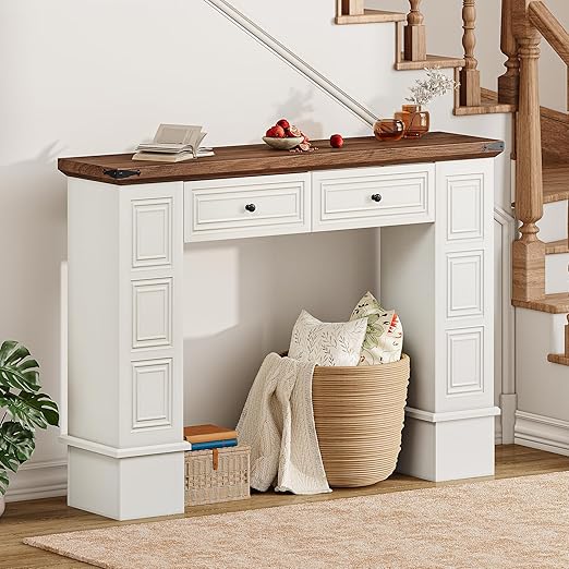 Farmhouse Console Table with Storage