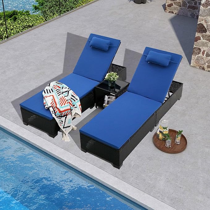 Patio Chaise Lounge Set with Coffee Table