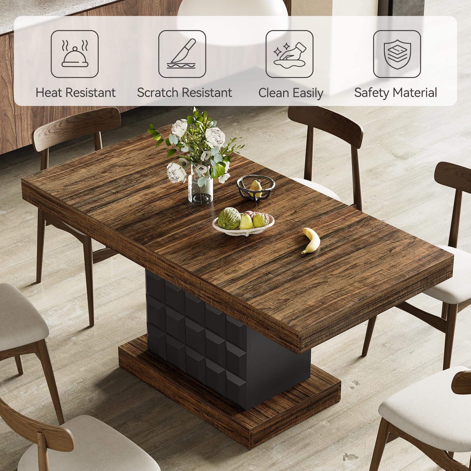 63" Modern Dining Table for 4-6 People