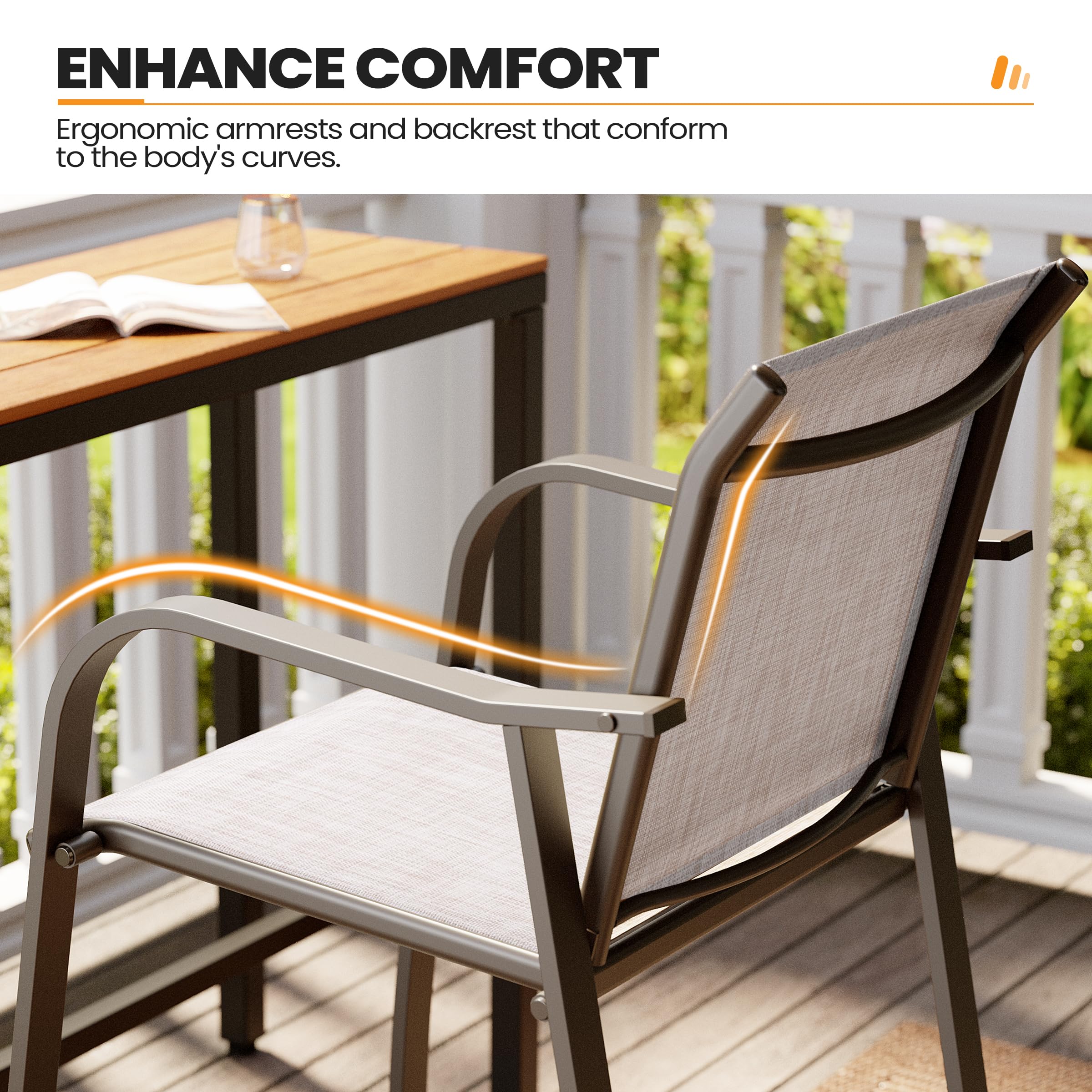 Outdoor Bar Stools Set of 2 with Armrests