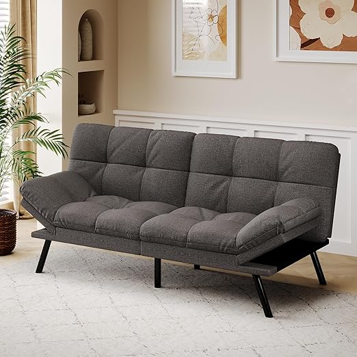 71" Convertible Futon Sofa Bed with Memory Foam