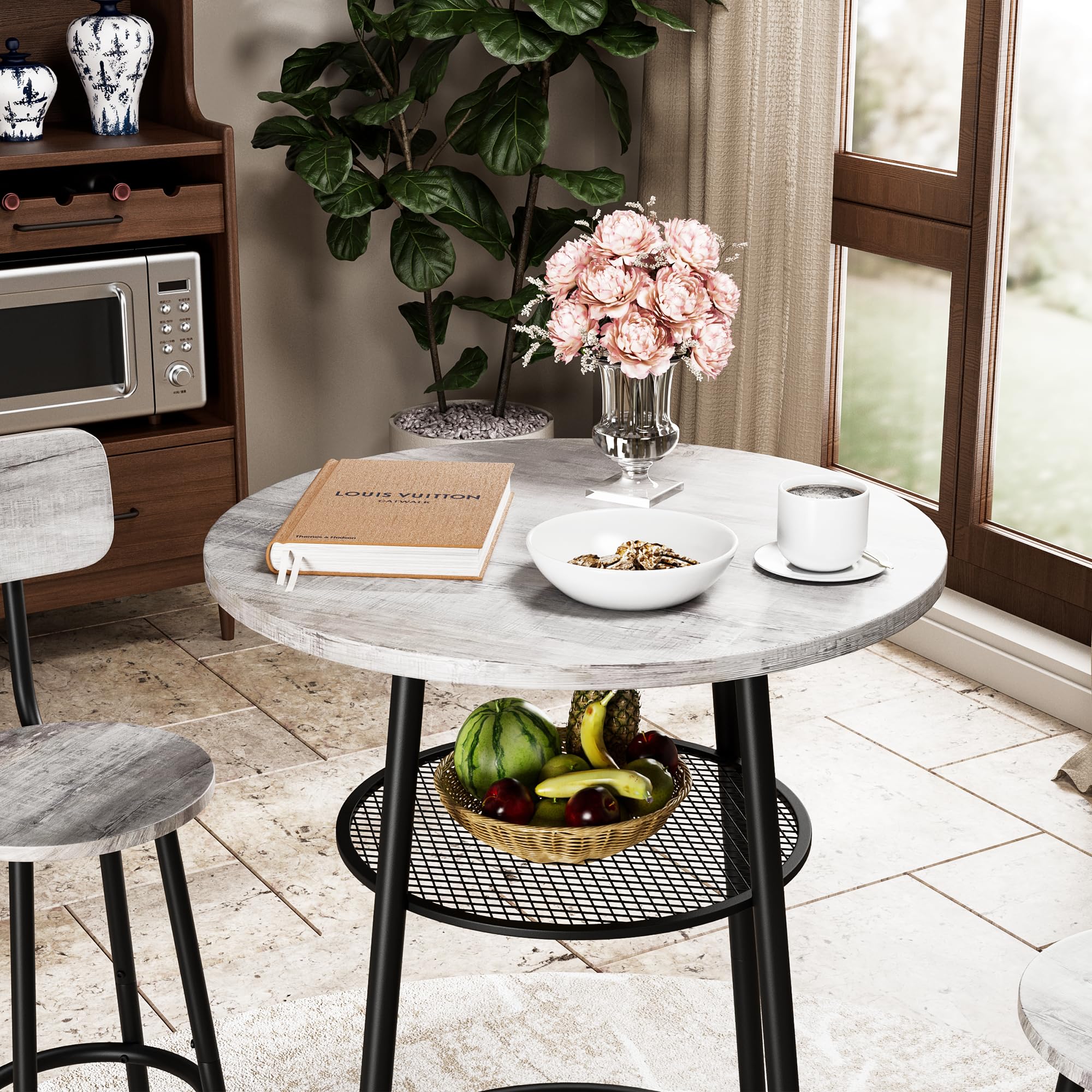 3-Piece Bar Table Set with Storage