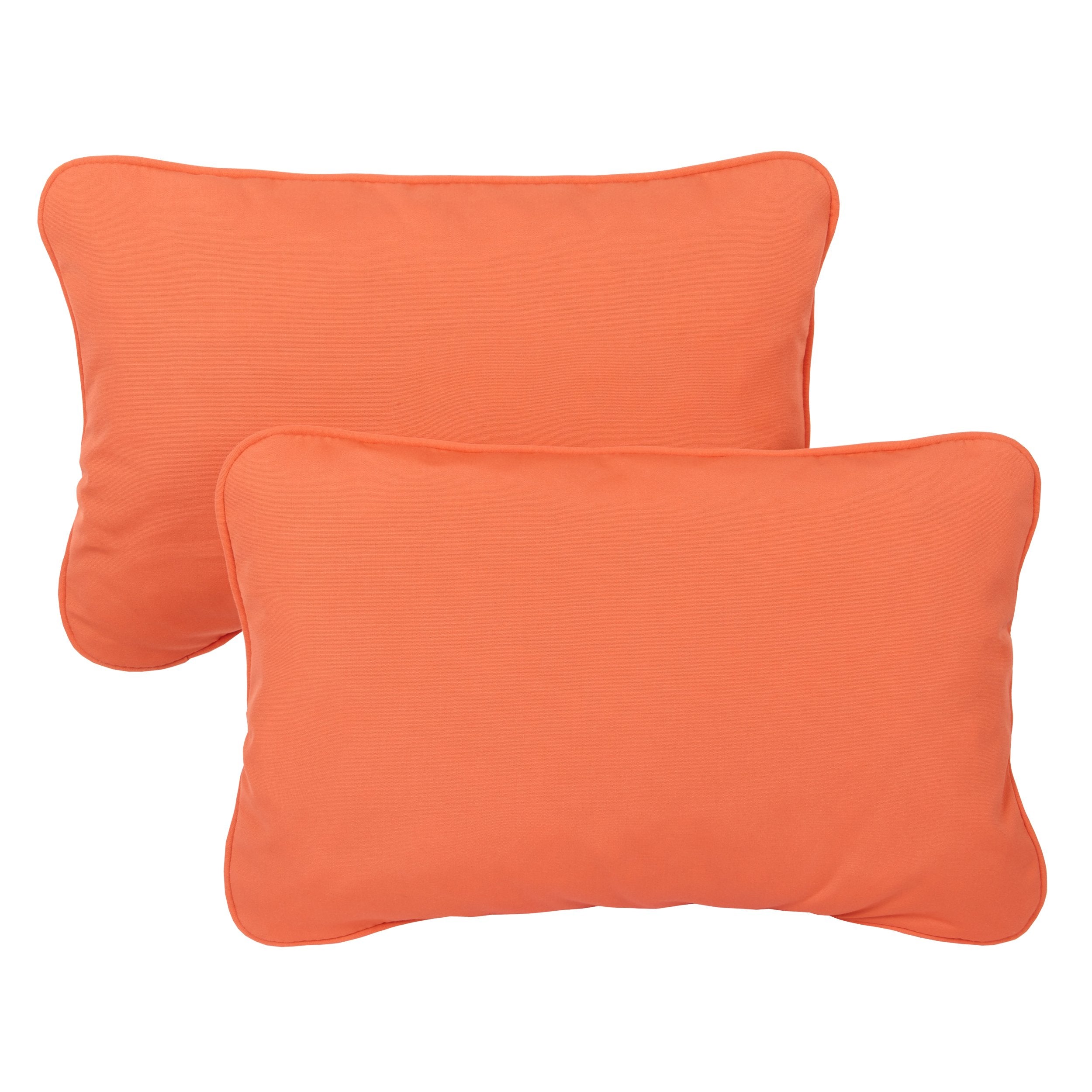 Sunbrella Indoor Outdoor Corded Pillow Set - Melon Orange - 13x20 Inch - 2 Pack