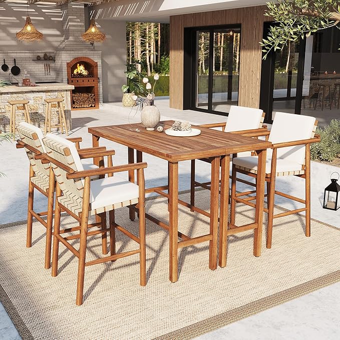 3-Piece Outdoor Bar Set with Cushions