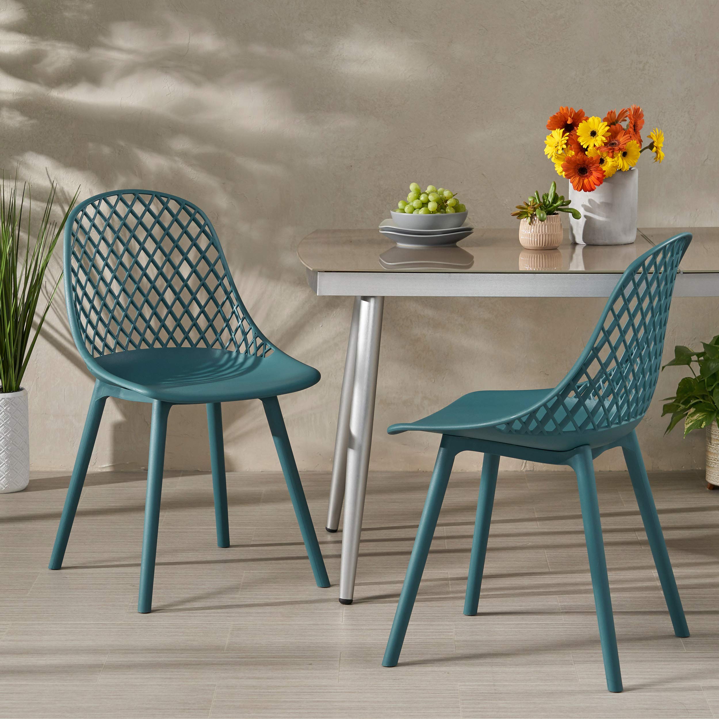 Outdoor Modern Dining Chair Set of 2 - Green