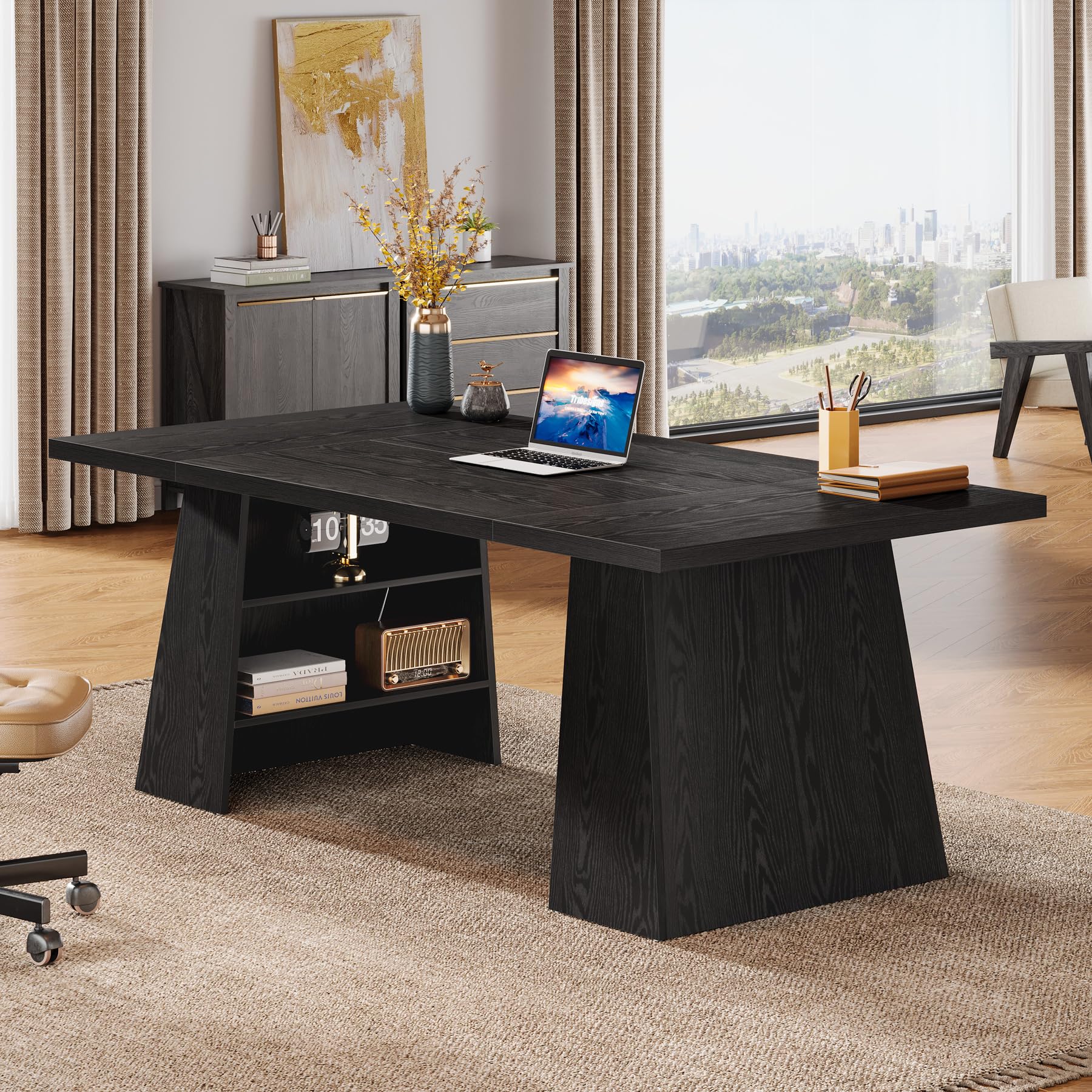 63-Inch Executive Desk with Double Pedestal Storage