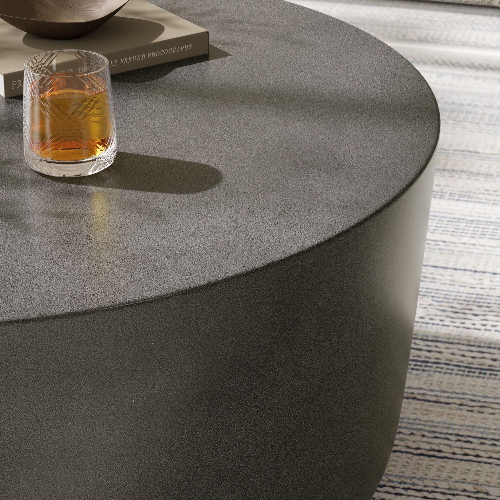 34 Inch Round Concrete Coffee Table