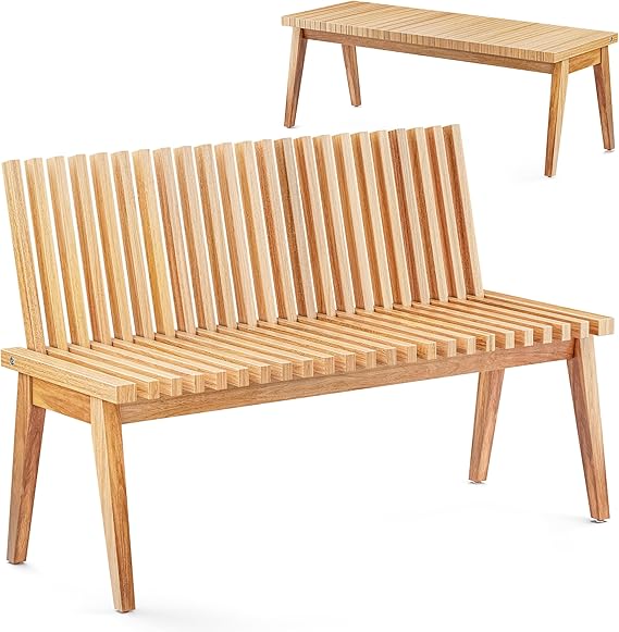 Convertible Outdoor Bench to Table - Acacia Wood - 47 Inch