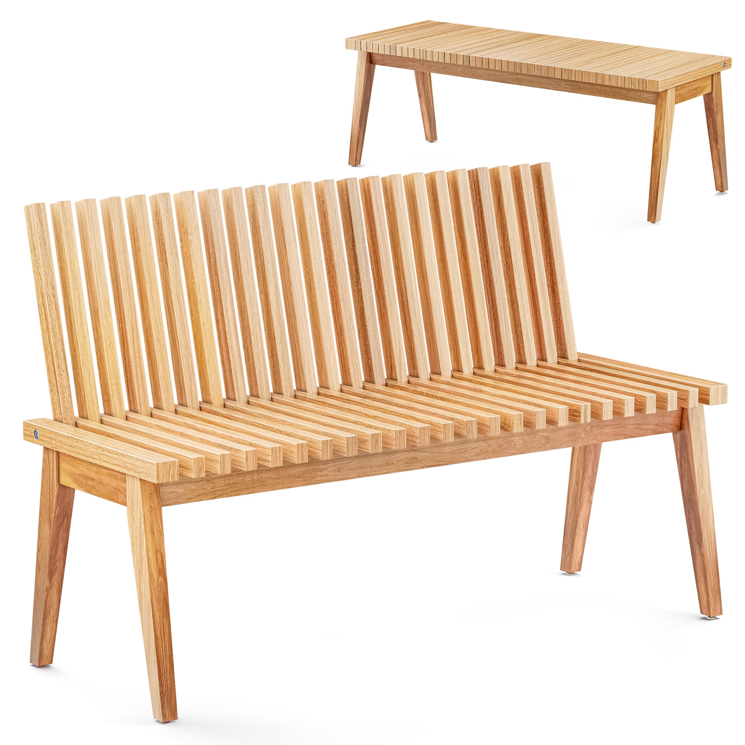 Convertible Outdoor Bench to Table - Acacia Wood - 47 Inch