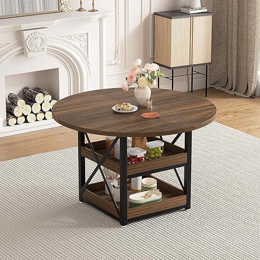 5-Piece Round Dining Table Set with Storage