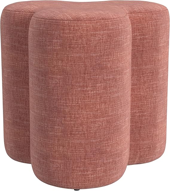 Clover Shaped Upholstered Ottoman - Pink Chenille